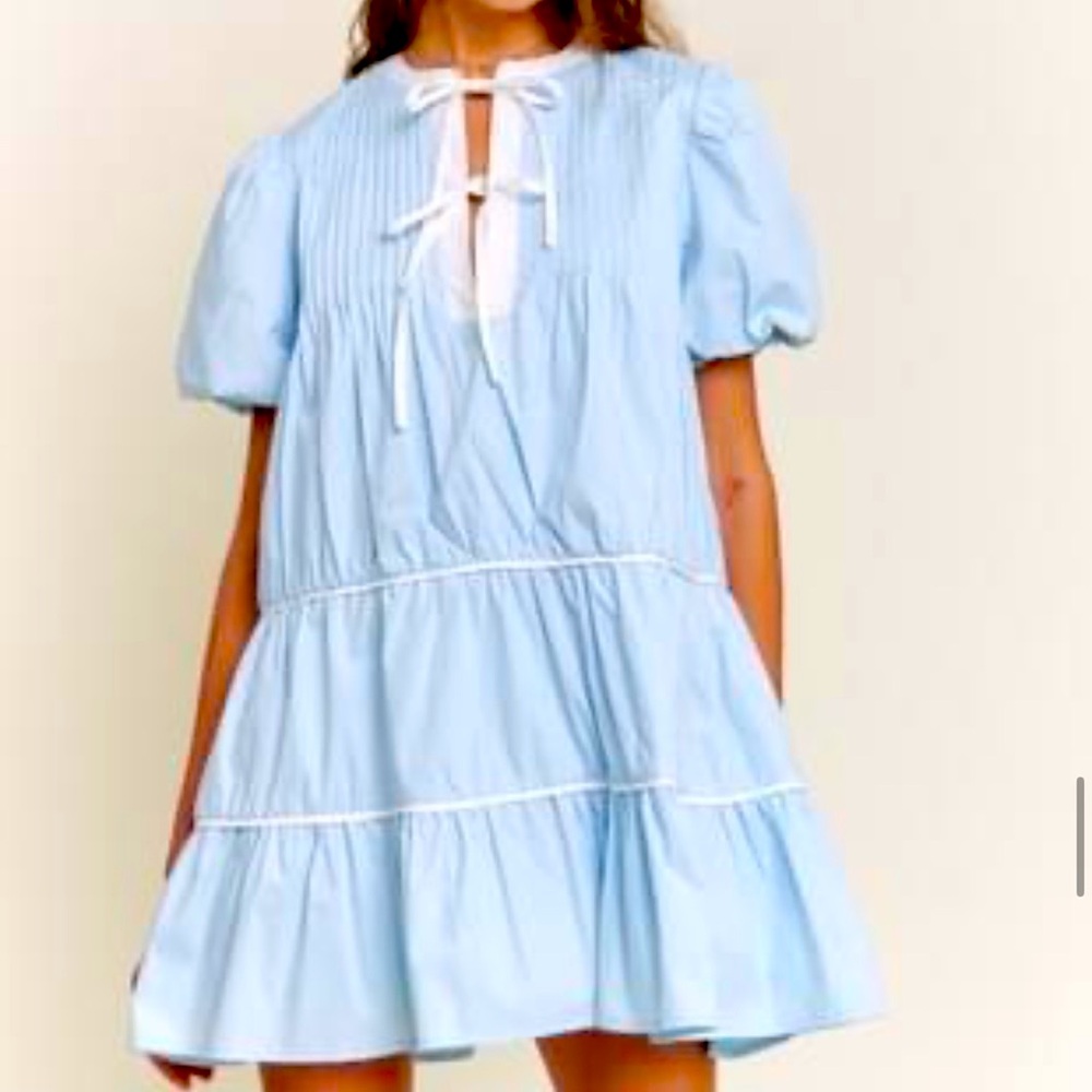 Baby blue medium dress with cream detail. NWOT